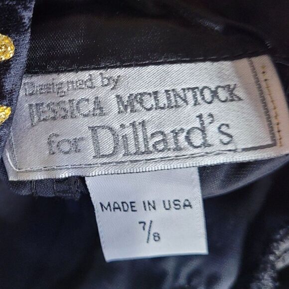 Vtg 80's Womens Jessica McClintock Gown Velvet Strappy Front Slit Evil Queen S - Picture 3 of 11